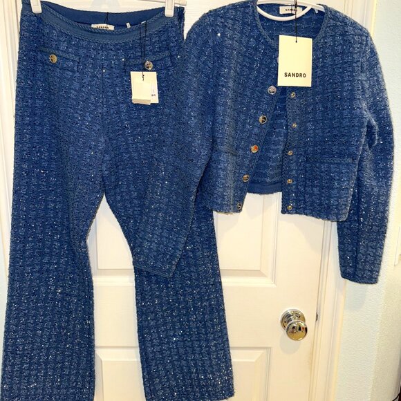 NWT Sandro Decorative knit coatigan and trousers - Picture 2 of 9